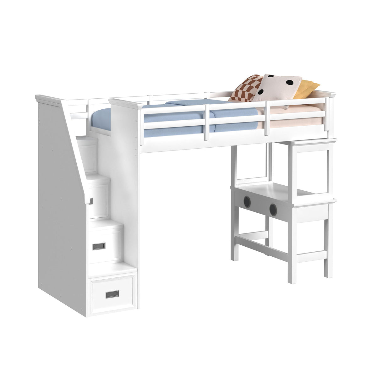 Hampton Kids Loft With Staircase And Desk With Speaker Bedroom Set in Black by Elements International, view 49