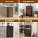 Tilt Out Trash Can Cabinet With Wave Textured Drawer & Pull Out Bin