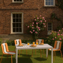 4 Piece Set Of Modern Striped Color- Blocking Single Chairs With Long Table