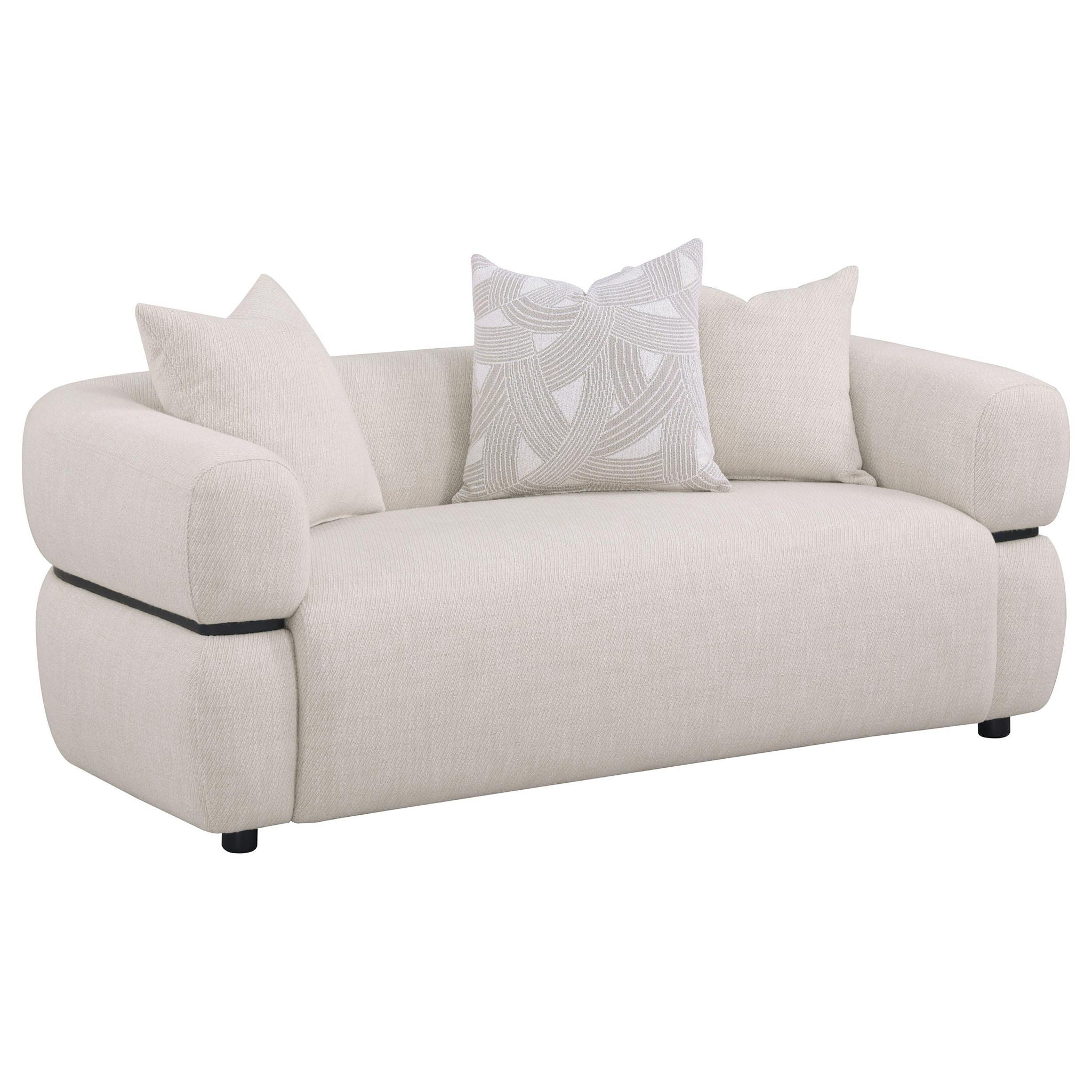 Jeanette 3-piece Fabric Upholstered Round Arm Sofa Set Beige