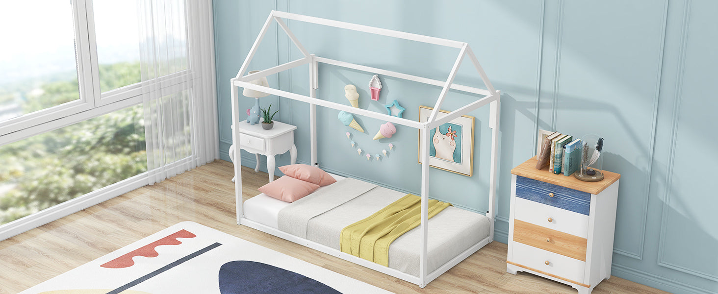 Metal House Shape Platform Bed, twin - Atlantic Fine Furniture Melbourne FL
