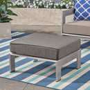 Outdoor Aluminum Ottoman With Cushion - Gray