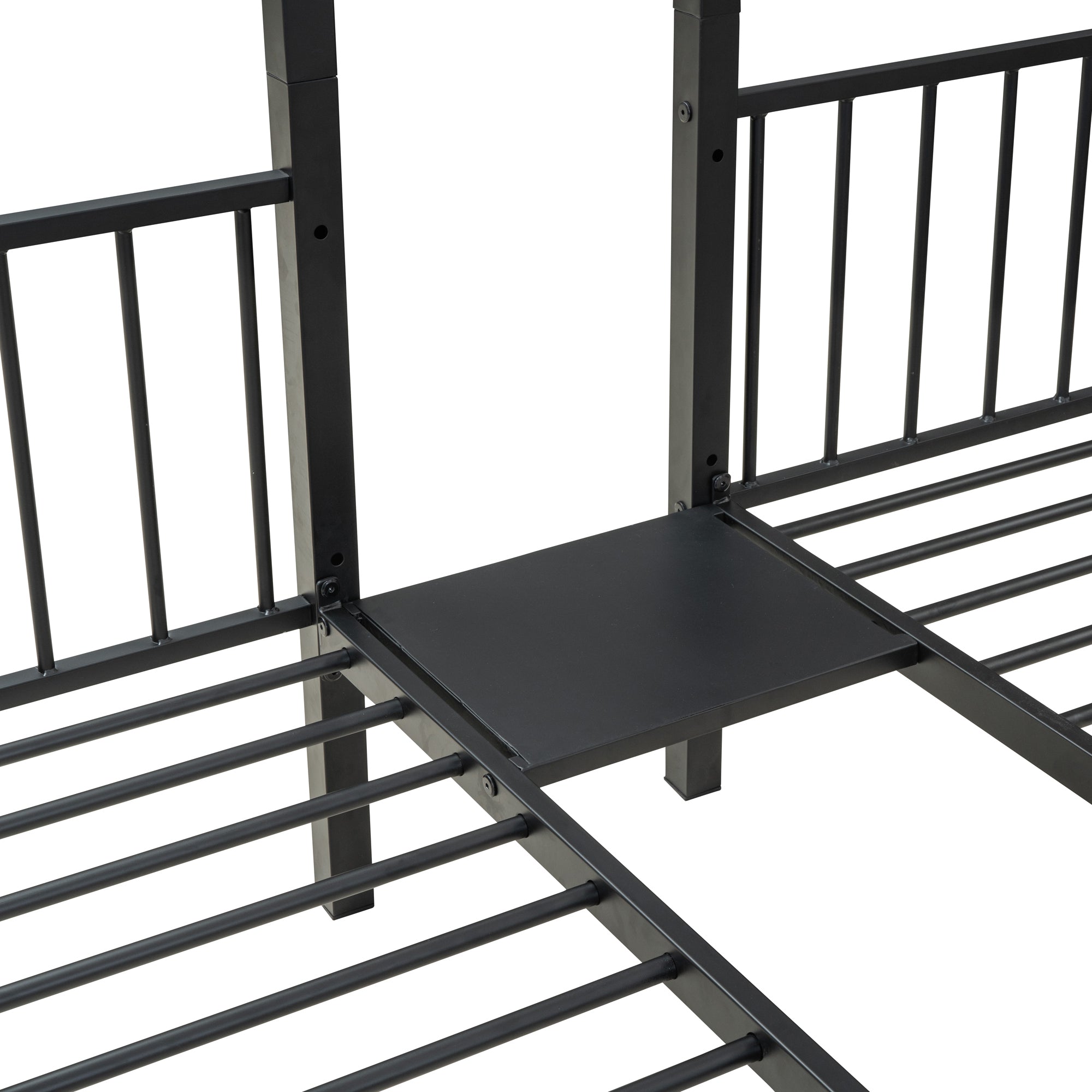 Full over Twin-Twin Triple bunk bed with drawers and staircase, Black - Atlantic Fine Furniture Melbourne FL