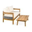 Porto - Outdoor Loveseat & Table - Beige / Teak