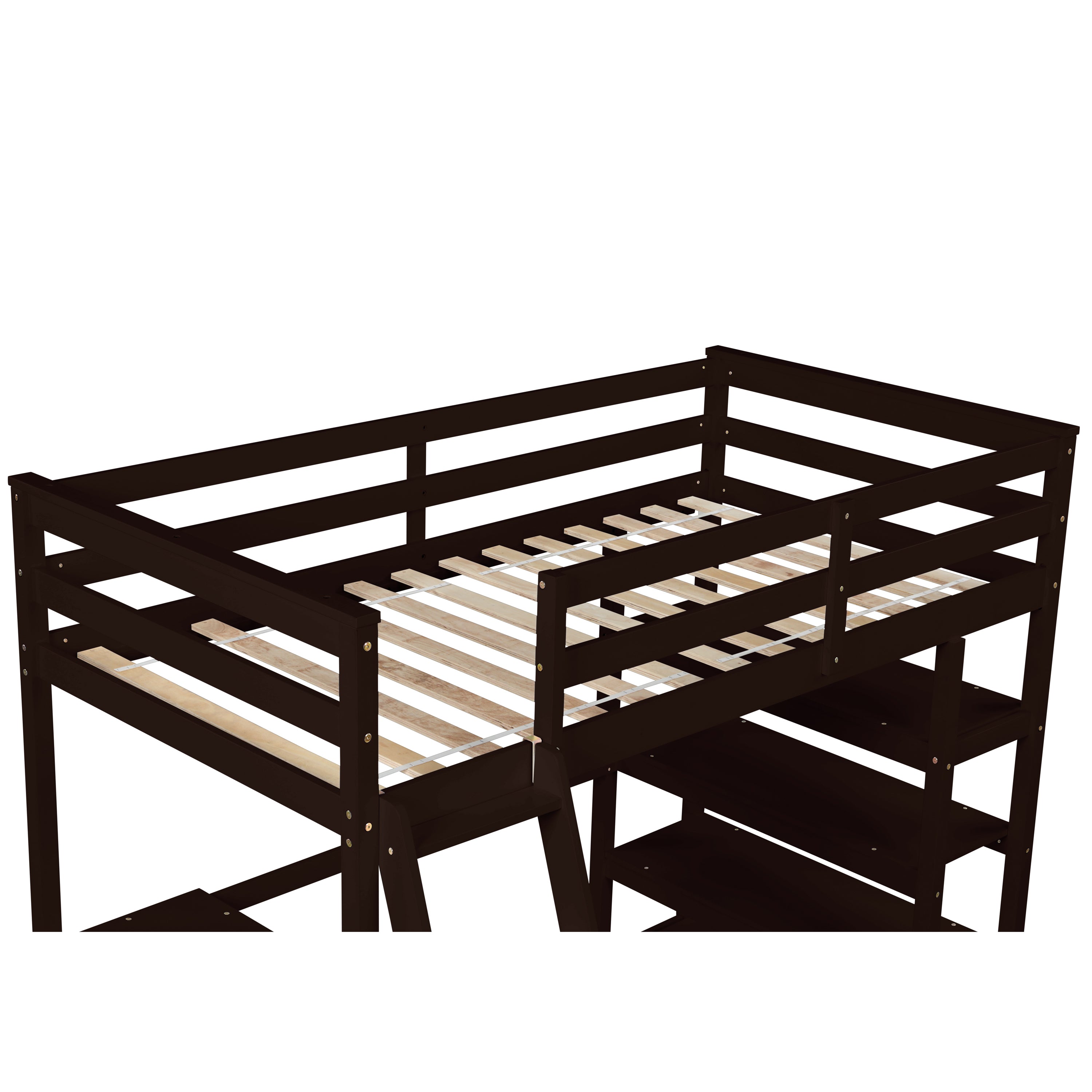 Twin Loft Bed with desk,ladder,shelves , Espresso - Atlantic Fine Furniture Melbourne FL