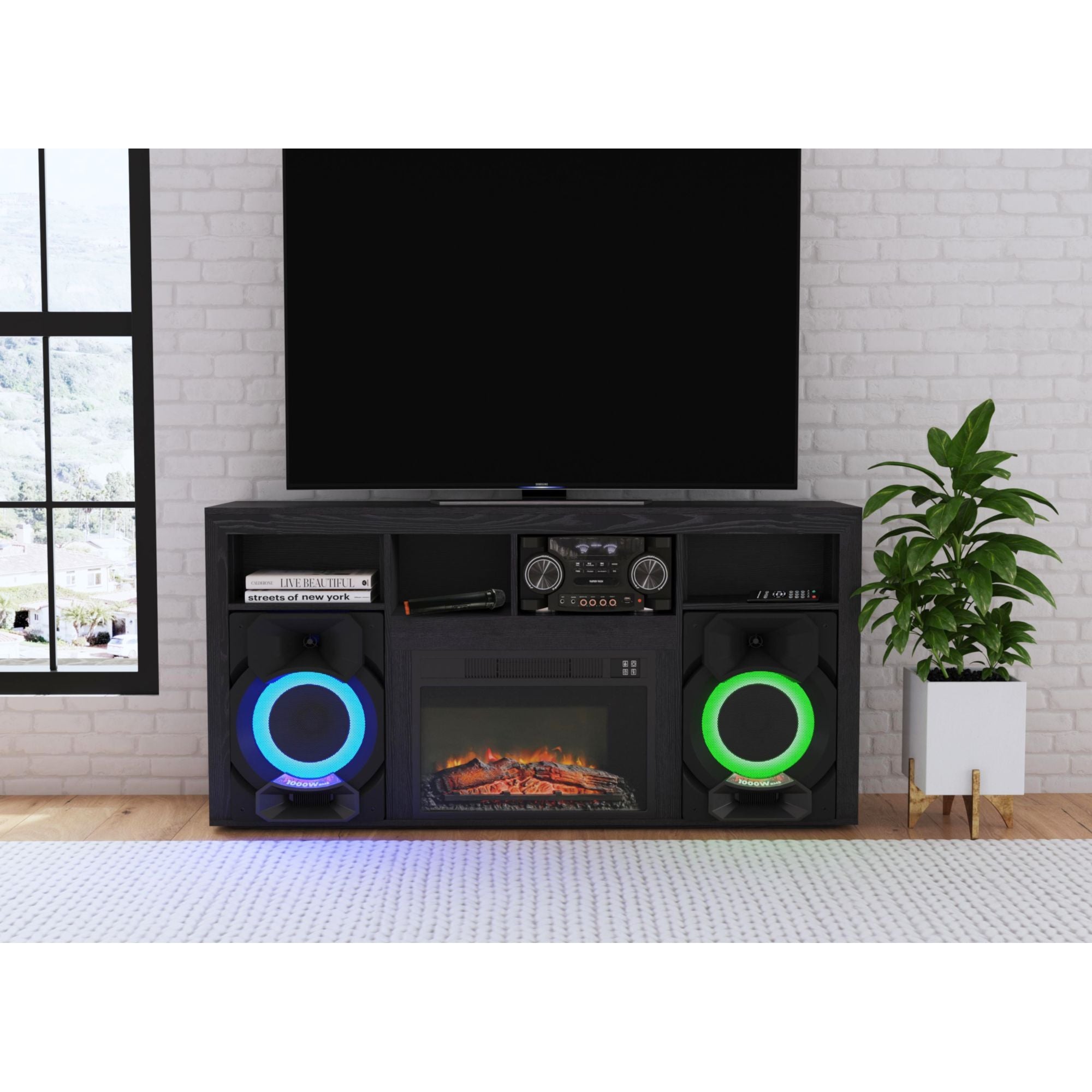 St. Cloud Fireplace With Sound System in Black by Elements International, view 9
