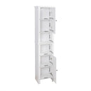 Wooden Bathroom Floor Storage Cabinet With 2 Doors And 6 Shelves - White