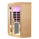 Low Emf Front Door With Heating Panel 2 Persons Hemlock Far Infrared Corner Indoor Sauna Room - Natural
