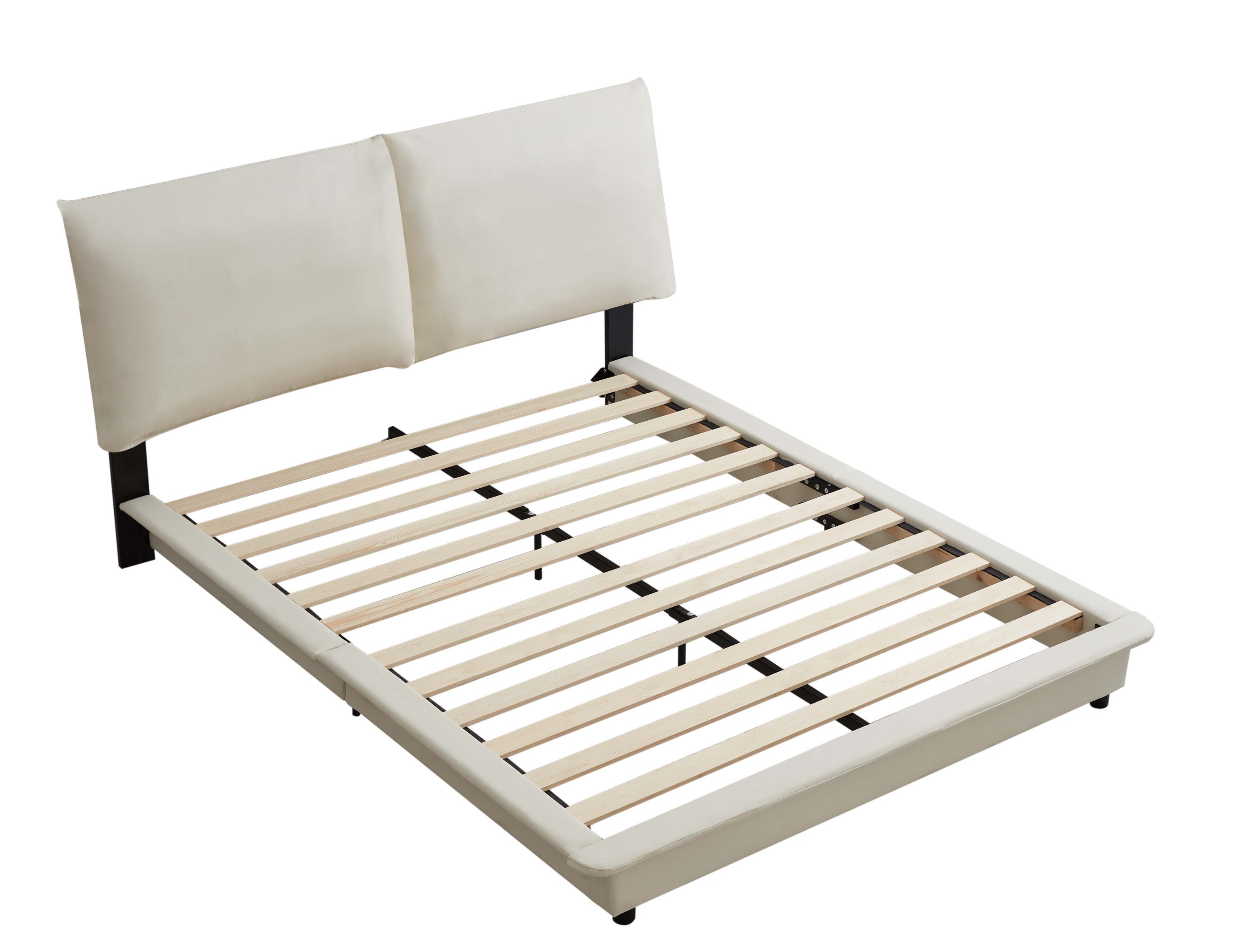 Queen Size Upholstered Platform Bed with Sensor Light and Ergonomic Design Backrests, White - Atlantic Fine Furniture Melbourne FL