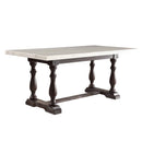 Gerardo - 31" Dining Table - White Marble Top & Weathered Espresso