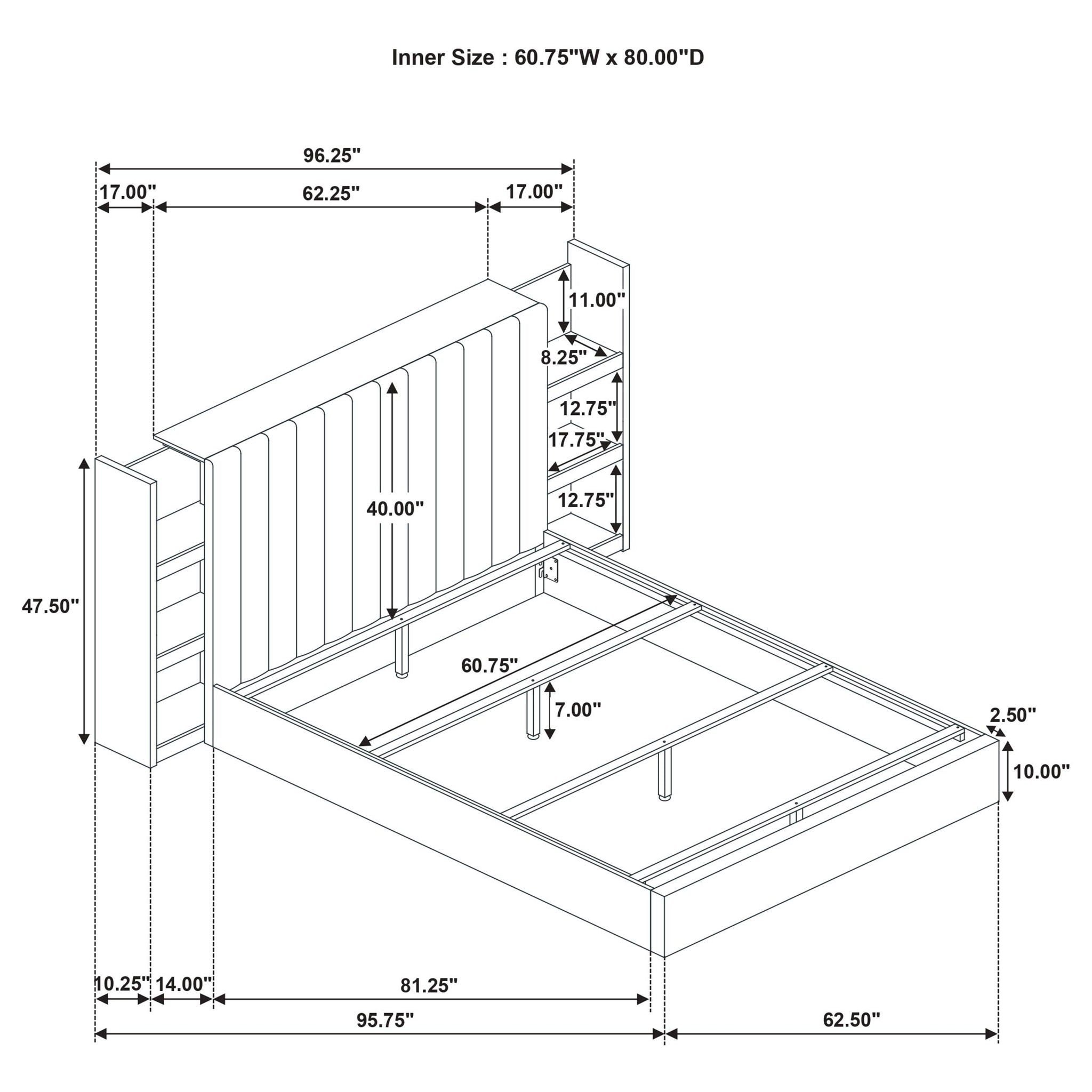 Arielle Queen Bookcase Panel Storage Bed Light Oak