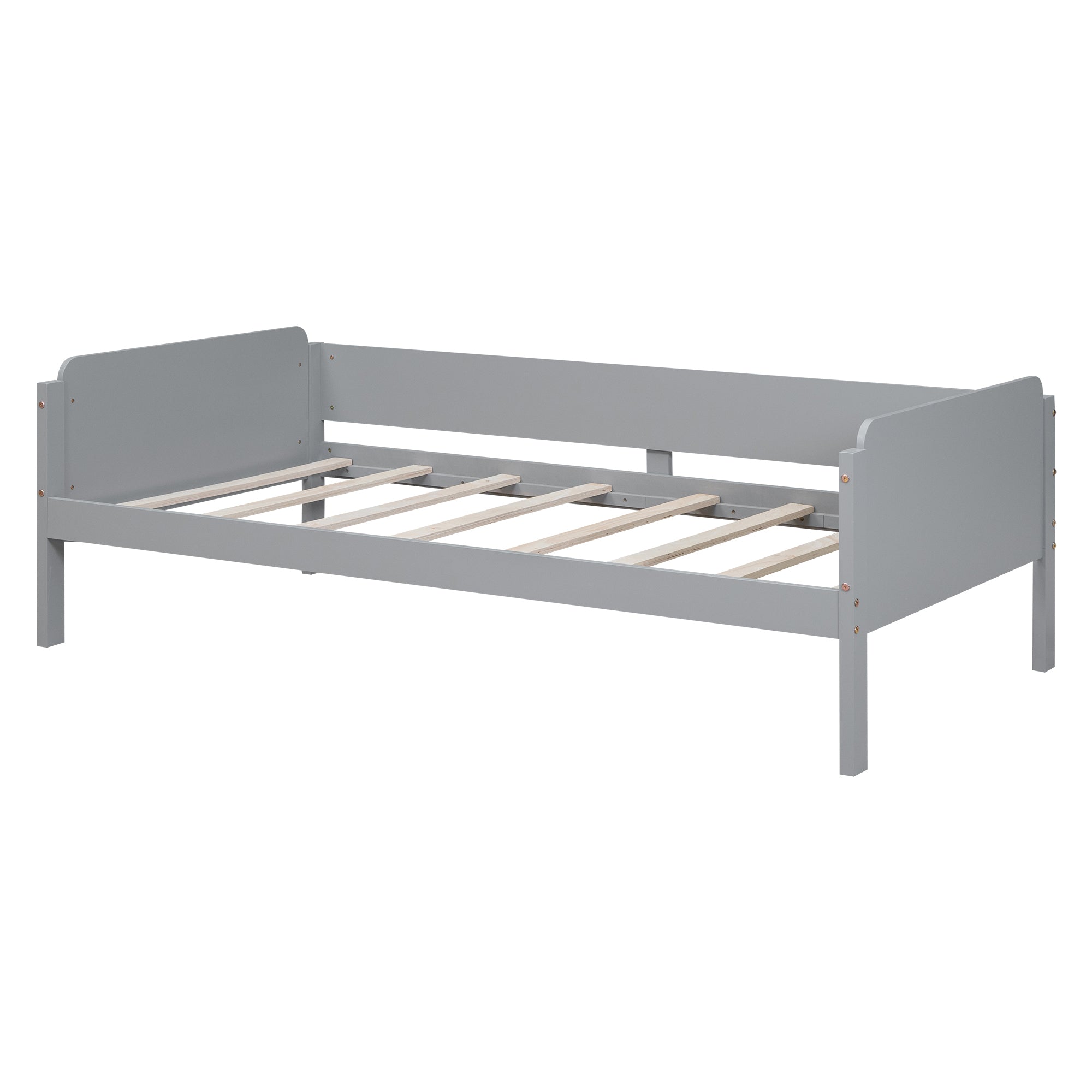 Wood Twin Size Platform Bed with 2 Drawers and 1 Chair&Desk Set, Gray+White - Atlantic Fine Furniture Melbourne FL