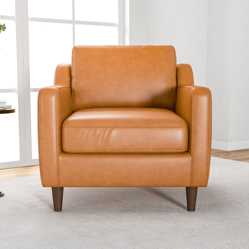 Cooper - Tan Leather Lounge Chair - Orange