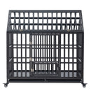 Heavy Duty Dog Cage Pet Crate With Roof & Window On Roof - Black