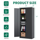 Heavy Metal Garage Storage Cabinet With Locking Doors, Steel, Adjustable Shelves