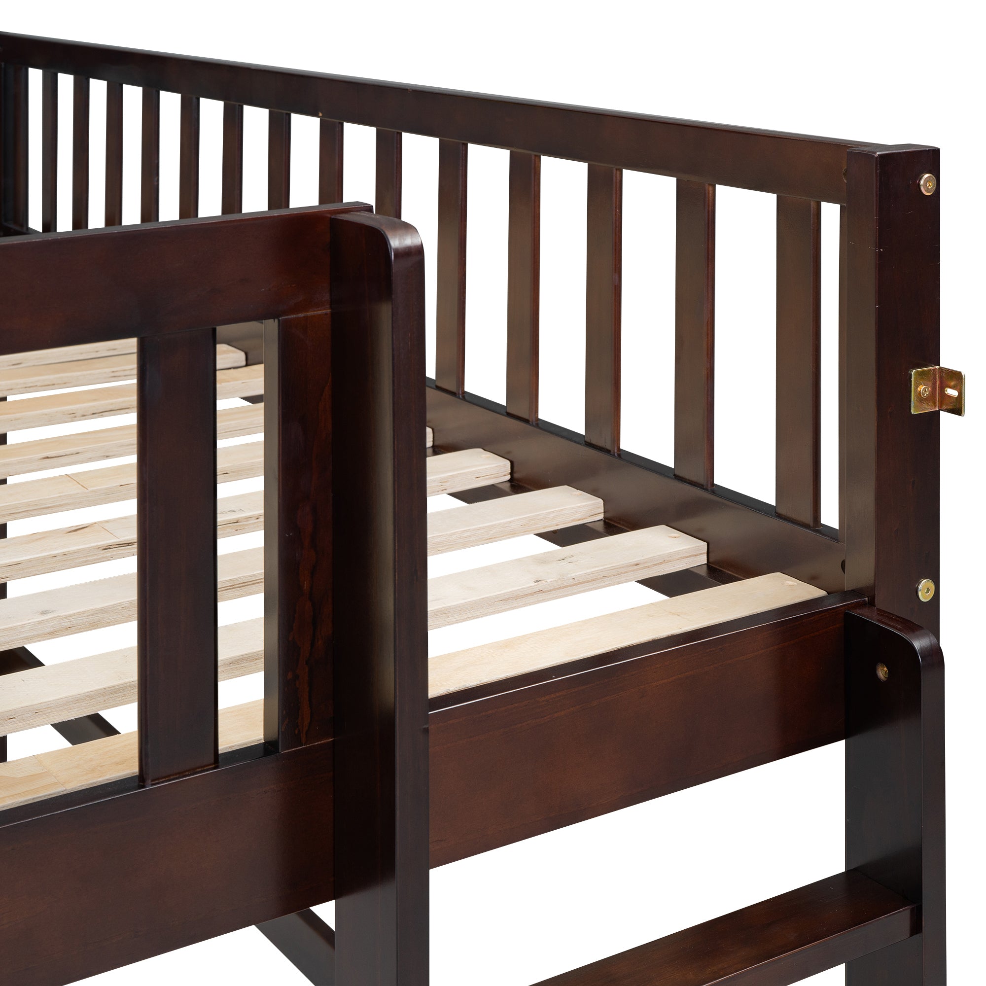 Full Size Low Loft Bed with Ladder and Slide,Espresso - Atlantic Fine Furniture Melbourne FL