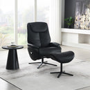 Labonita - Motion Accent Chair With Swivel & Ottoman - Black Top Grain Leather & Black