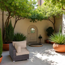 Outdoor 33" Wide Corner Wedge With Cushions - Beige / Brown