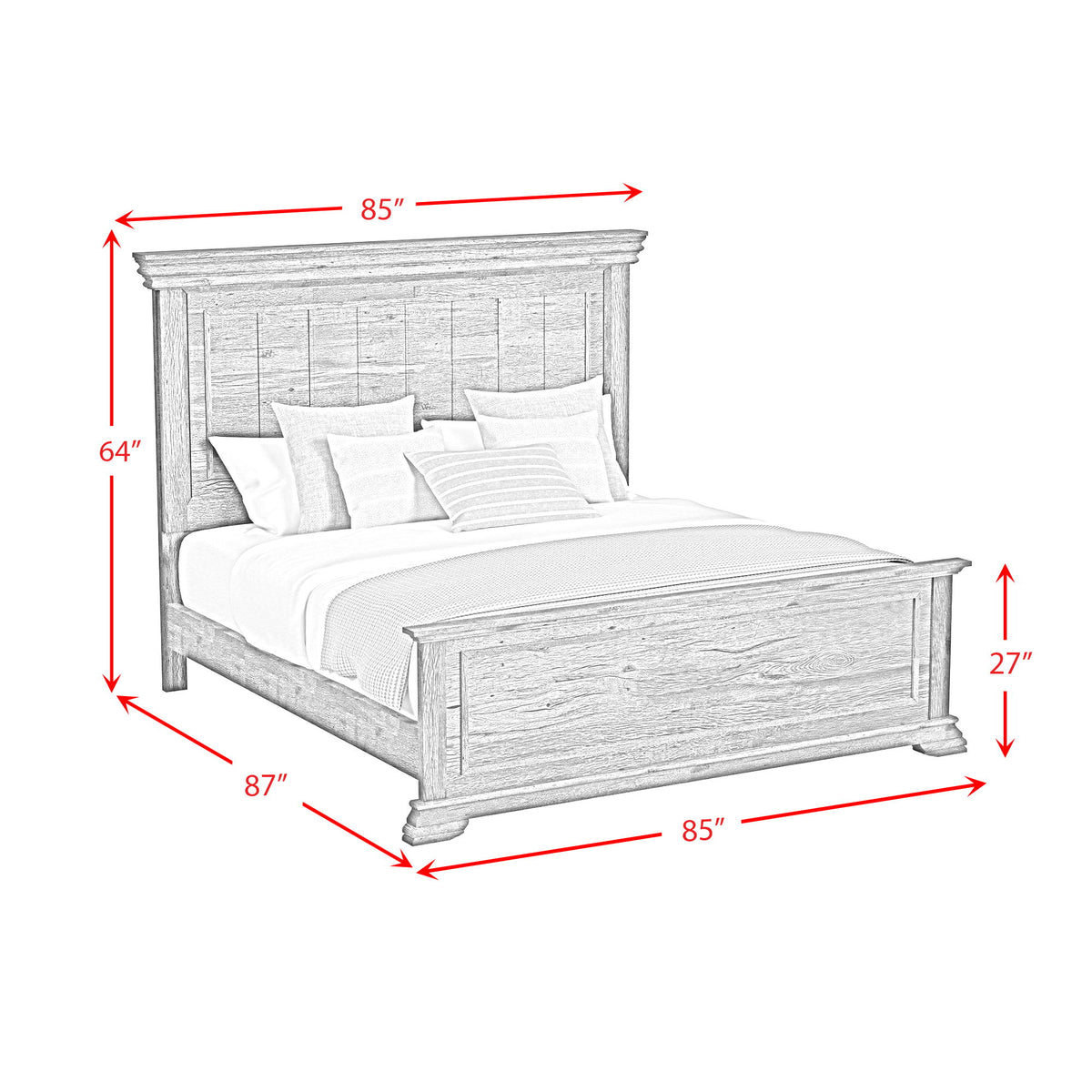 Park Ridge Panel Bed in Dark Gray by Elements International, view 6