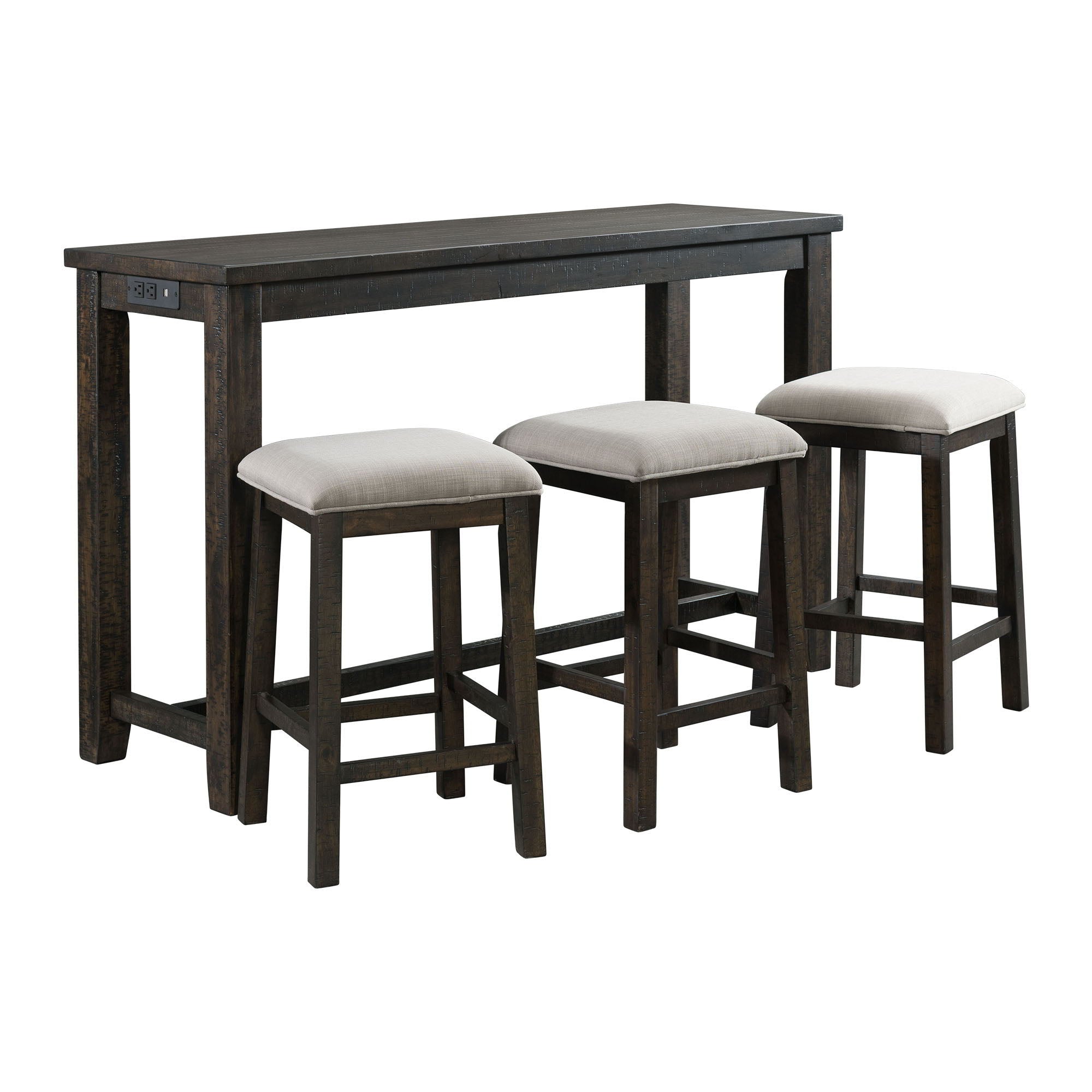 Stone - Multipurpose Bar Table Set - Dark Walnut