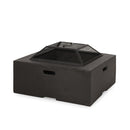 Outdoor Square Mgo Wood Burning Fire Pit - Dark Gray