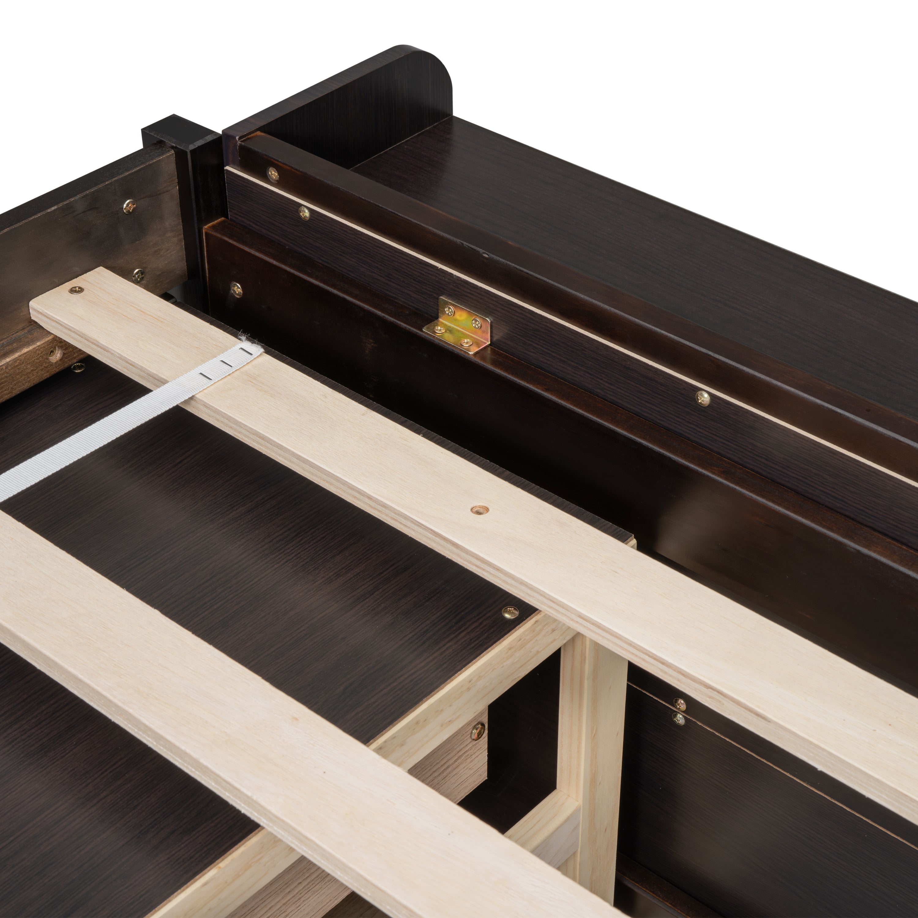 Full Bed with Bookcase Headboard, Under bed Storage Drawers and Bed End Storage Case,Espresso