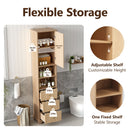 Tall Bathroom Cabinet With 1 Door, 3 Drawers, Open Storage - Wood