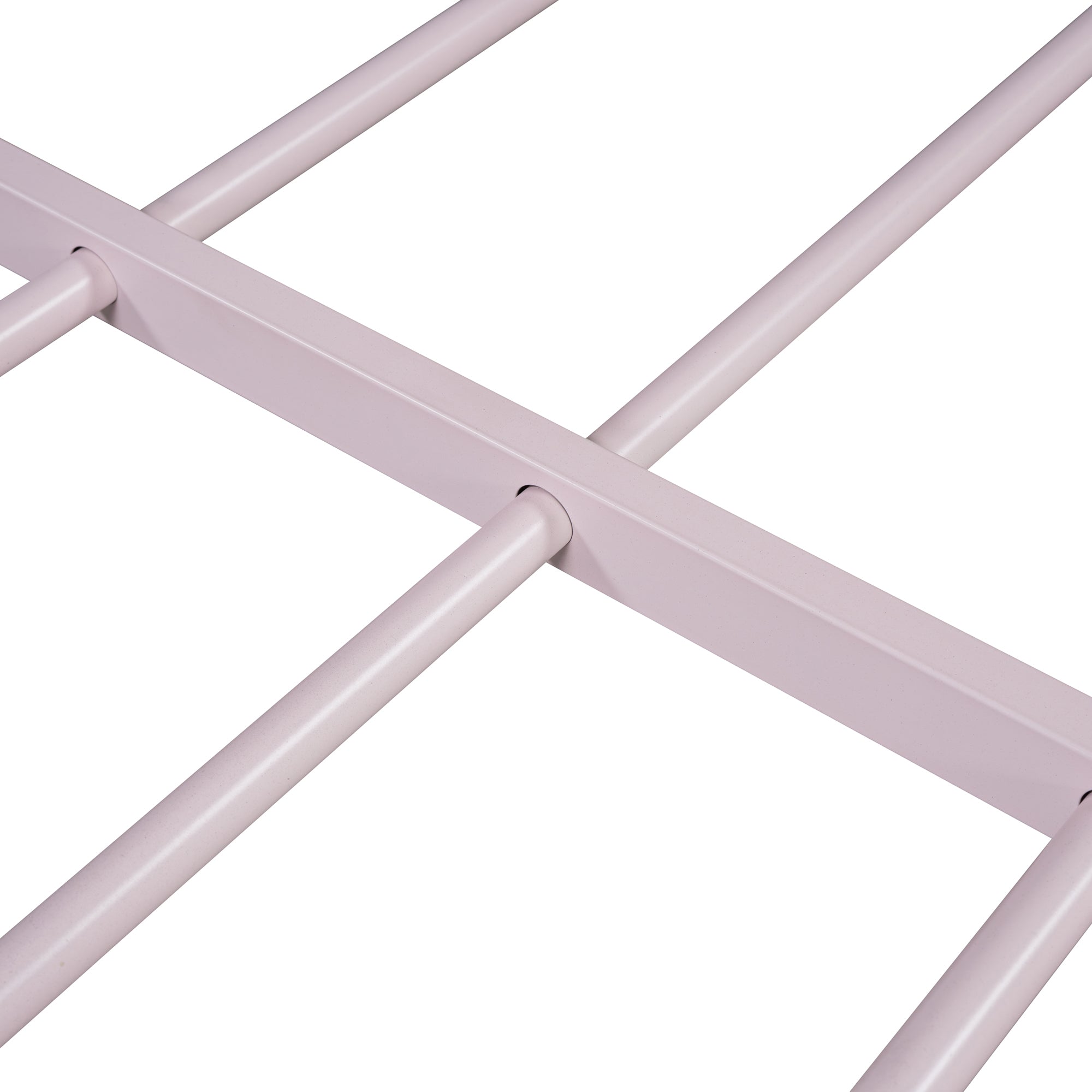 Full Size Metal Platform Bed with House-Shaped Headboard Design, Pink