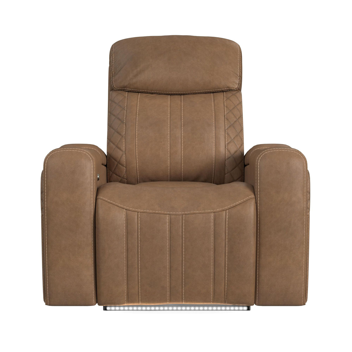 Side Kick Recliner With Cupholders And White Led Light in Simba Saddle by Elements International, view 7