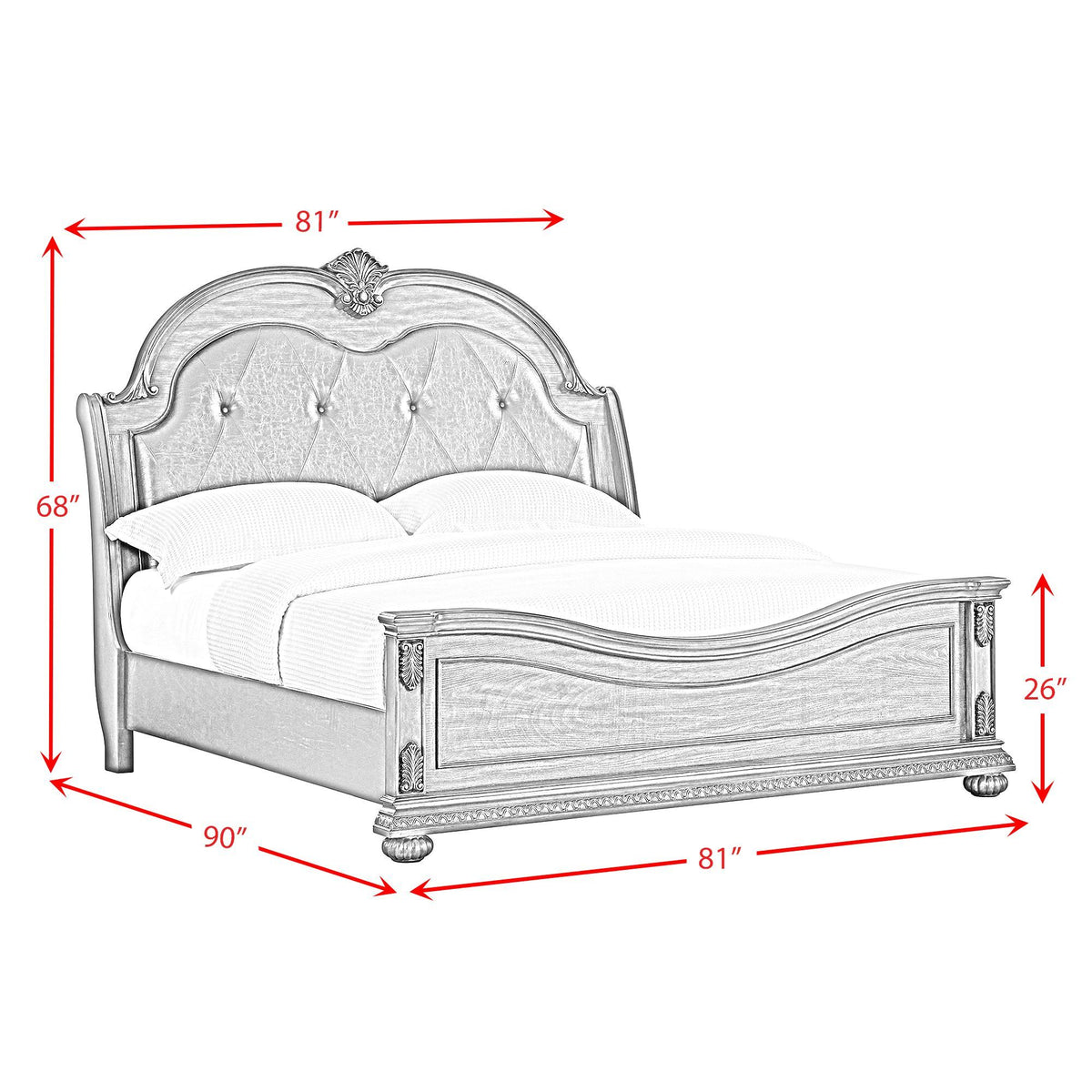 Cadenza Upholstered Bed With PU in Black by Elements International, view 10