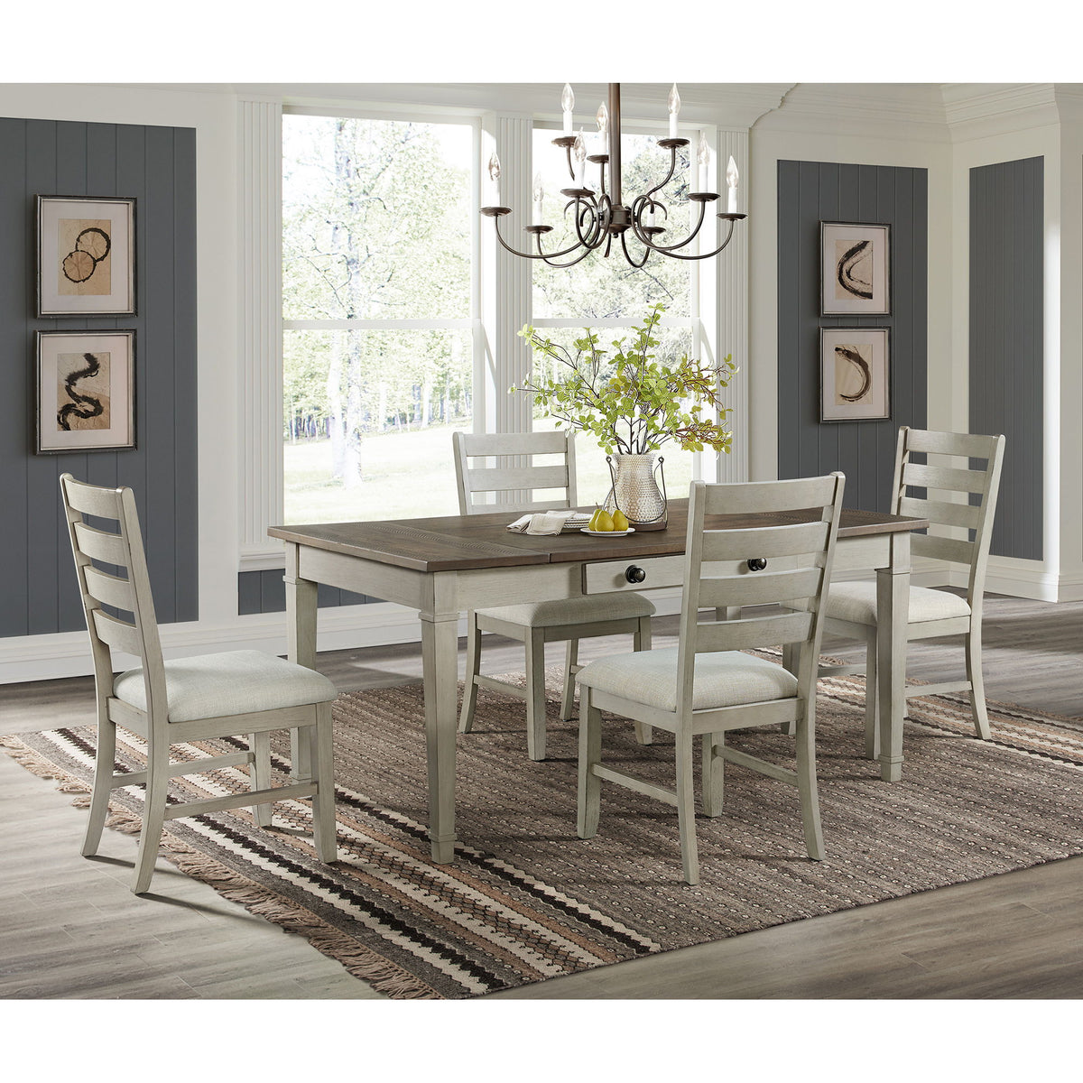 Farmington Ladder Back Dining Side Chair (Set of 2) in Washed Stone / Light Beige by Elements International, view 13