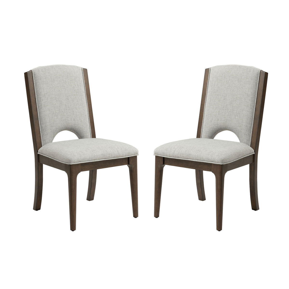 Athens - Upholstered Dining Chair (Set of 2) - Light Gray / Chocolate Brown