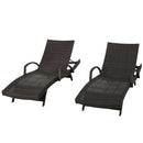 Salem - Contemporary Wicker Chaise Lounge With Arm, Weather Resistant