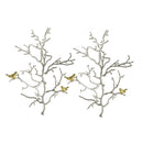 Metal Branch Wall Sculptures With Bird Accents (Set of 2) - Silver Multi