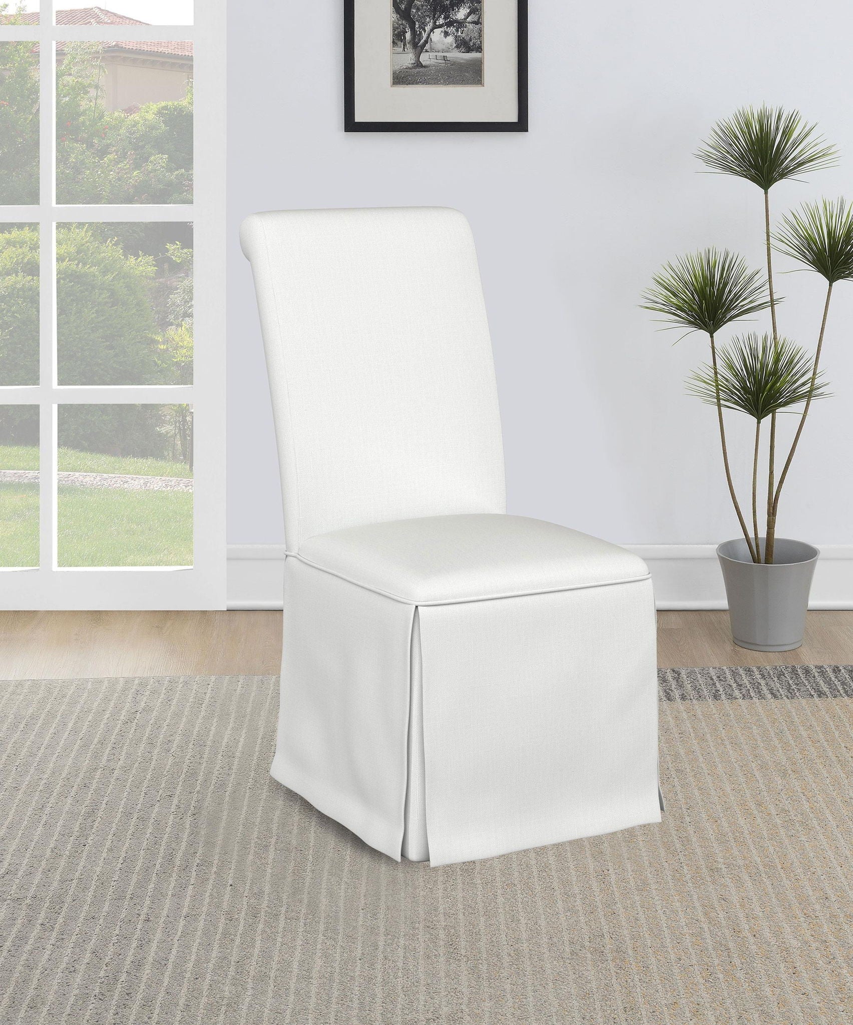 Shawna Upholstered Skirted Side Chair White (Set of 2)