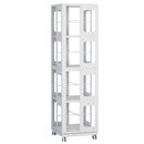 4 Tier All Steel Rotating Bookshelf With 360° Wheels, Large Size Sturdy & Spacious Book Rack, New Style Bookshelf - White
