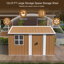 Heavy Duty Metal Storage Shed With Windows And Lockable Door, Weatherproof Outdoor Garden Shed
