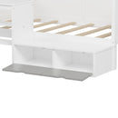 Daybed With Storage Shelves And Lockers, Multi Functional Bed With Study Desk And Matching Stool