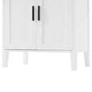 Freestanding Tall Bathroom Cabinet With Soft Close Doors And Adjustable Shelves