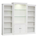 Retro Style 3 Piece Bookcase Display Cabinet With Adjustable LED Lighting, Tempered Glass Shelves - White