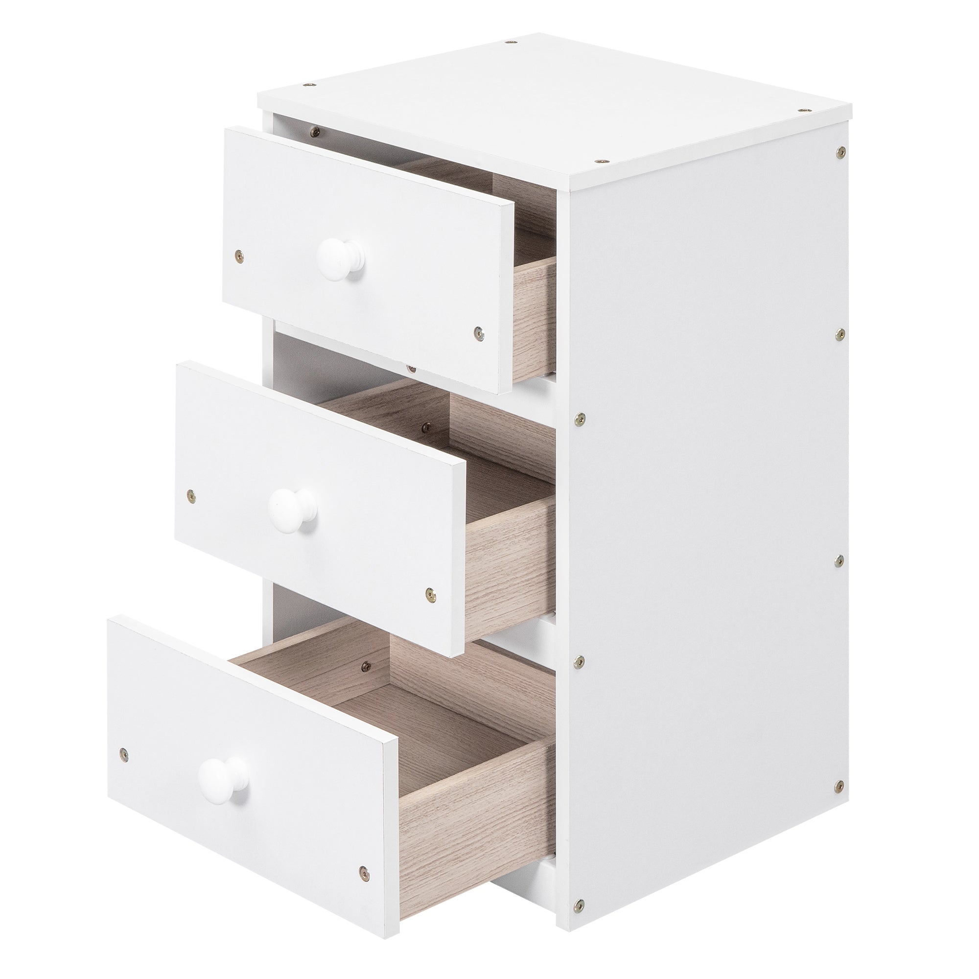 Full Size Loft Bed with Multi-storage Desk, LED light and Bedside Tray, Charging Station, White - Atlantic Fine Furniture Melbourne FL