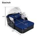 Outdoor Sunbed With Adjustable Canopy, Daybed With Pillows, Double Lounge, PE Rattan Daybed