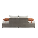 Salena - Patio Sofa & Ottoman - Beige Fabric & Gray Wicker - 26" - Atlantic Fine Furniture Inc