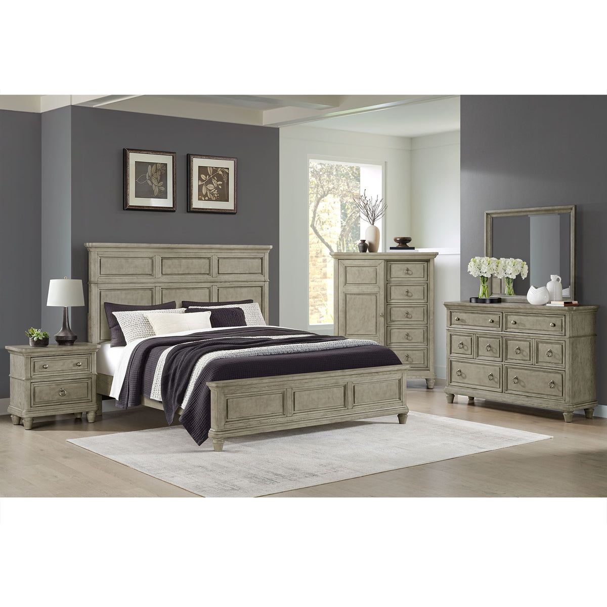 Whit-Ash 5-Drawer Door Chest in Light Gray by Elements International, view 12