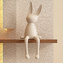 Adjustable 3 Color LED Sandstone Wall Decor With Simulated Plants, Glass Vase & Rabbit Statue - Light Coffee