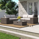 Modern Patio Rattan Sectional Set With Cushions