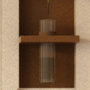 3D LED Sandstone Wall Decor With Simulated Plants, Glass Vase & Remote Control - Light Coffee