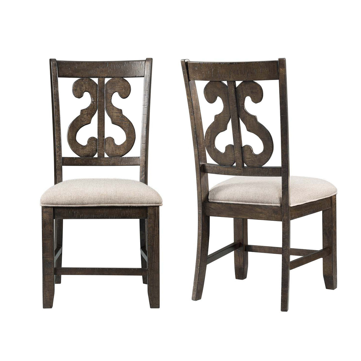 Stone Wooden Swirl Back Side Chair (Set of 2) in Dark Brown by Elements International