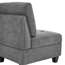 Modular Corner Sofa With Chenille Upholstery - Gray