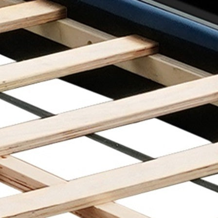 BLUE QUEEN SIZE TRUNDLE PULL OUT DRAWERS STORAGE UPHOLSTERED BED MODERN DESIGN NO BOX SPRING REQUIRED